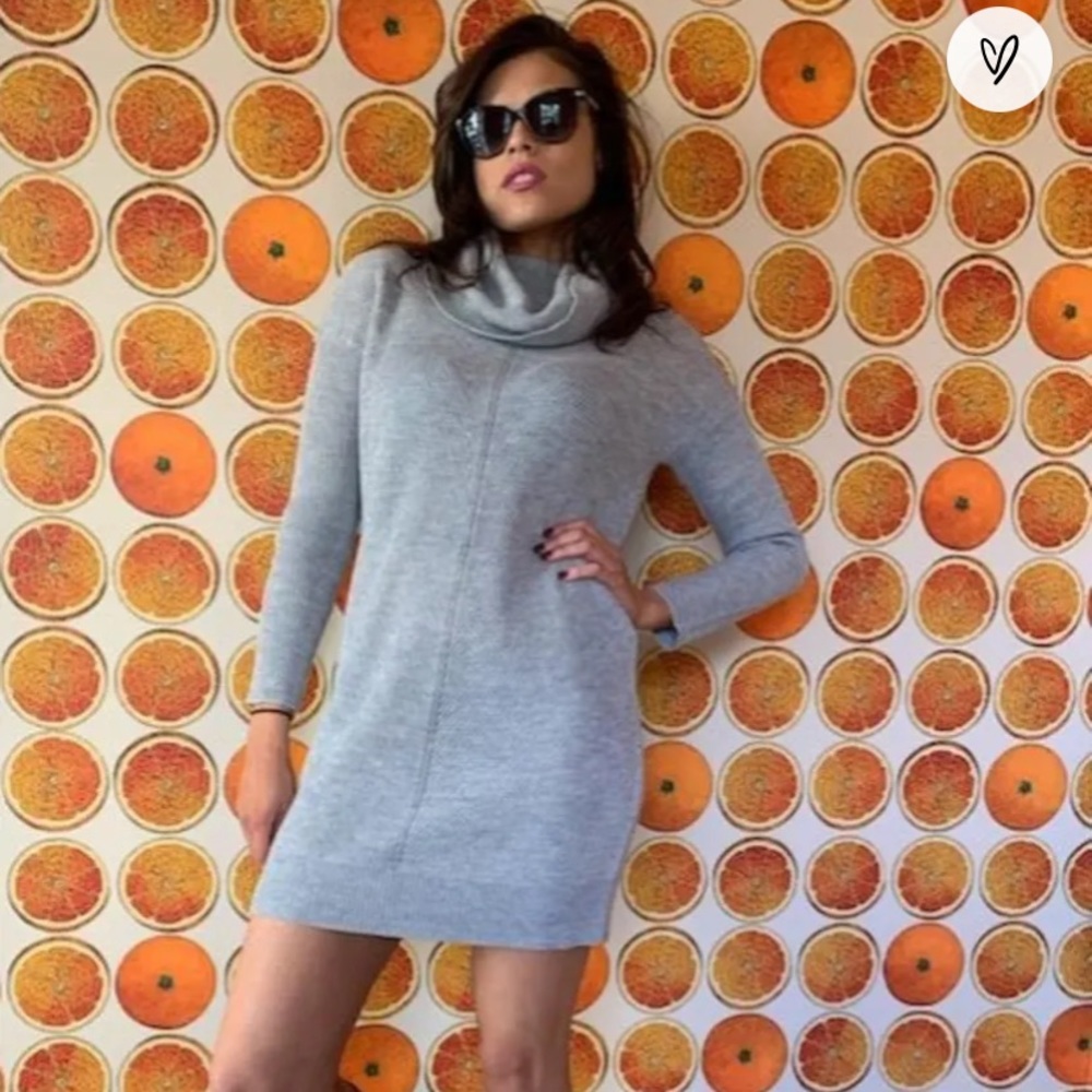 Beautiful and flattering gray sweater dress